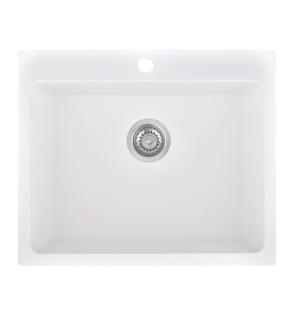 לימונה כיור מטבח גרניט לבן | במידות: 600x500x225